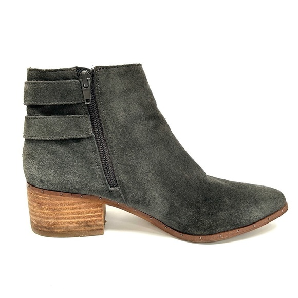 Bleecker & Bond Georgia Grey Suede Leather Ankle Booties Boots, Size 8 - Picture 4 of 11
